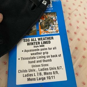 SSG Black All weather winter lined riding gloves